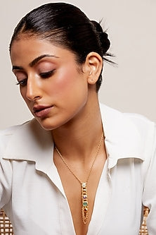 Gold Plated Multi-Colored Stone Handcrafted Layered Necklace