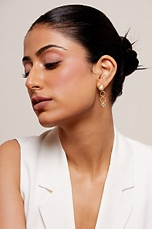 Gold Plated Pearls & Topaz Stone Handcrafted Dangler Earrings