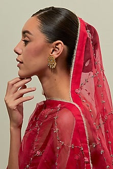 Gold Plated Kundan Polki & Pearl Dangler Earrings