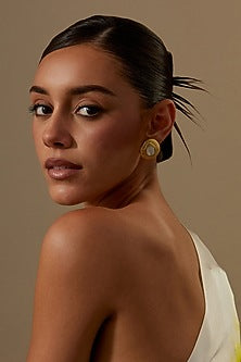 Gold Plated Shell Pearl Stud Earrings
