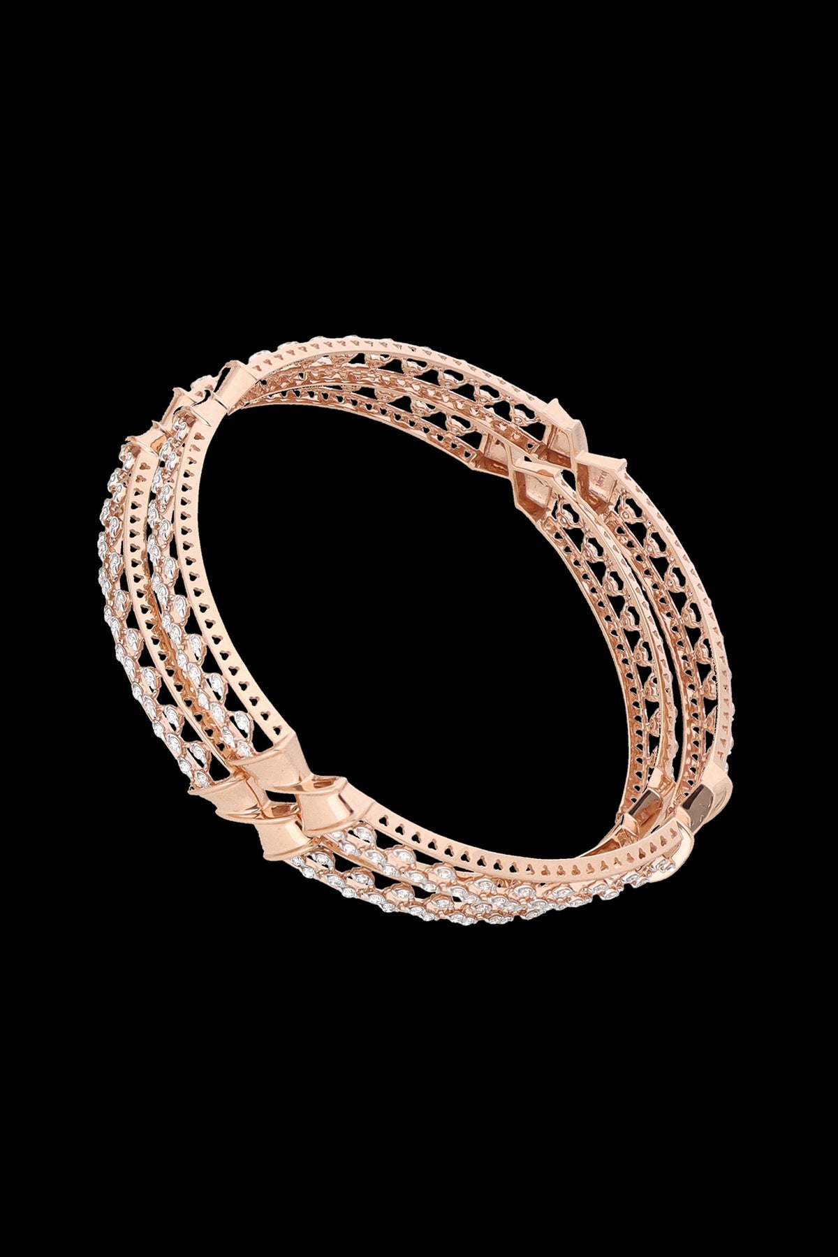 18kt Rose Gold Finish Diamond Bangle