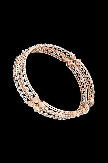 18kt Rose Gold Finish Diamond Bangle