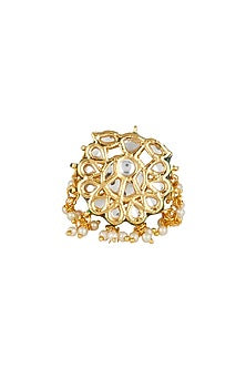 Gold Finish Ring With Kundan