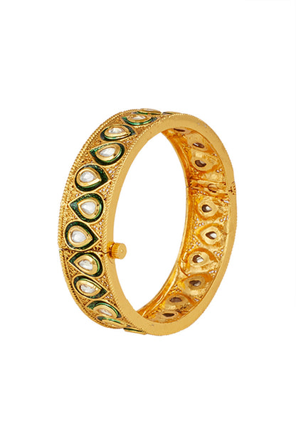 Gold Finish Openable Kundan Bangle