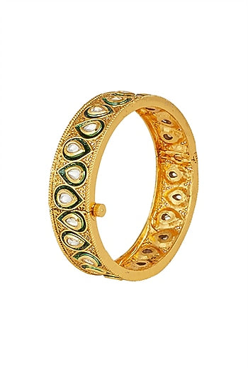 Gold Finish Openable Kundan Bangle