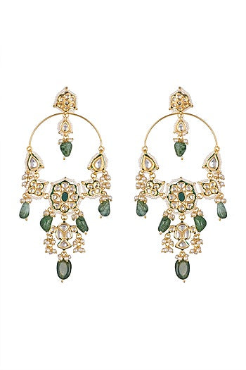 Gold Plated Kundan Chandbali Earrings