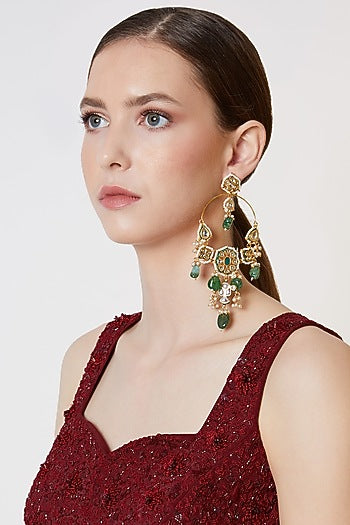 Gold Plated Kundan Chandbali Earrings