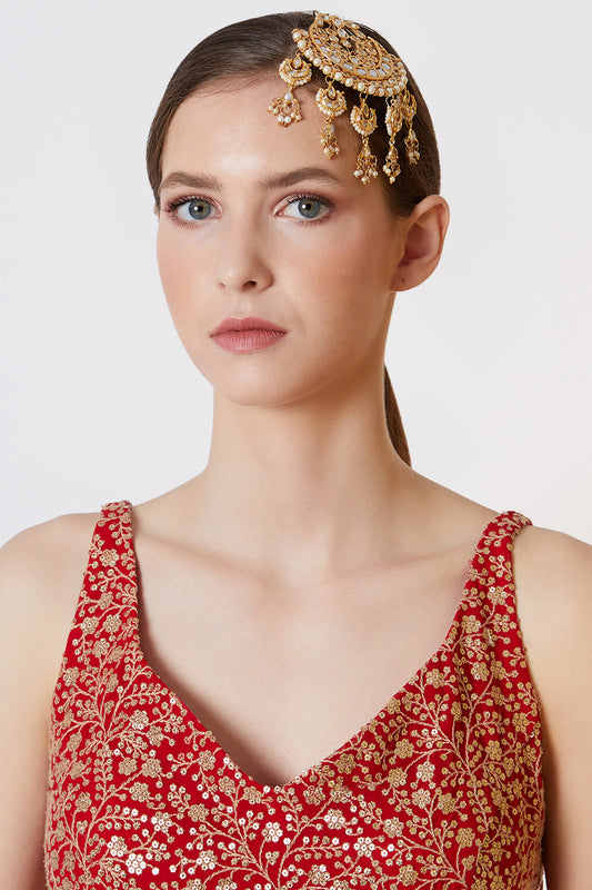 Gold Plated Chandbali Latkan Pasa