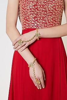 Gold Plated Kundan Hathphool (Set Of 2)