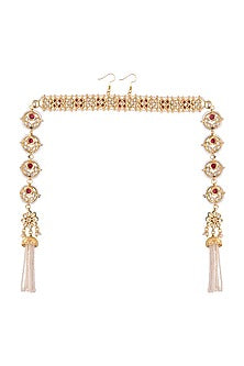 Gold Plated Ruby & Pearl Earrings