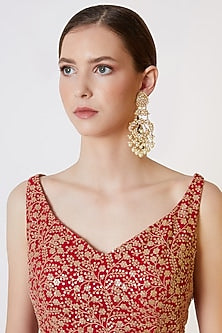Gold Plated Peacock Dangler Earrings
