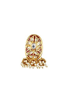Gold Finish Kundan Ring