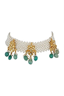 Gold Finish Choker Necklace With Kundan