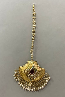 Gold Finish Pearls Maang Tikka