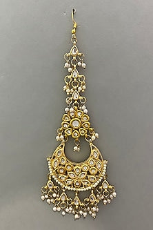 Gold Plated Raindrop Hangings Maang Tikka