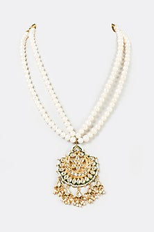 Gold Plated Tiered Pearl Pendant Necklace