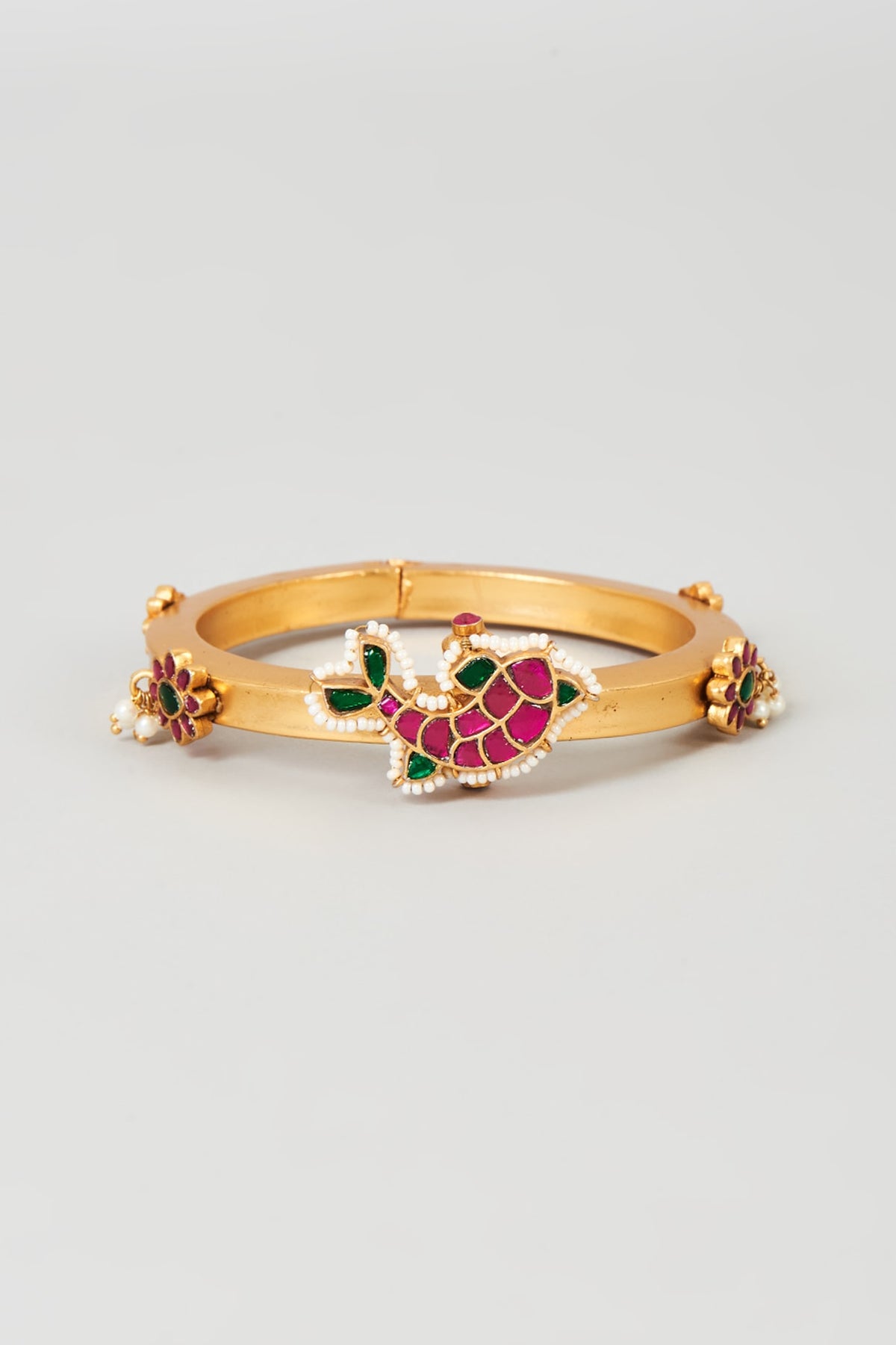 Gold Plated Multi-Colored Kundan Polki Motifs Bangle