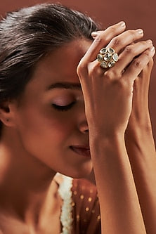 Gold Plated Kundan Polki Ring