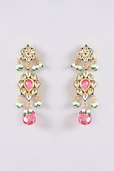 Gold Plated Kundan Polki Beaded Necklace Set