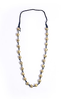Dull Gold Plated Black Threaded Long Necklace