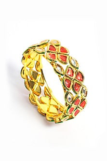 Gold Plated Multi-Colored Kundan Polki Bangle