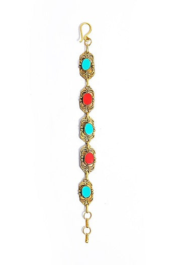 Dull Gold Finish Multi-Colored Stone Bracelet