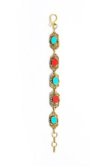 Dull Gold Finish Multi-Colored Stone Bracelet