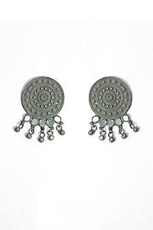 Oxidised Finish Mirror Stud Earrings