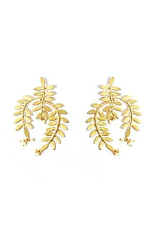 Gold Plated Pearl Mesh Dangler Earrings