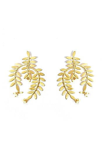 Gold Plated Pearl Mesh Dangler Earrings