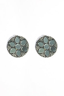 Oxidised Finish Mirror Stud Earrings