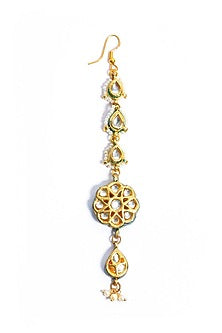 Gold Plated Pearl Meenakari Maangtikka