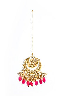 Gold Plated Beaded & Pearl Maangtikka