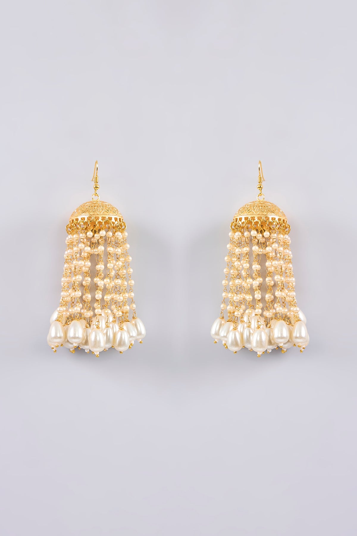 Gold Plated Pearl Jhumka Earrings
