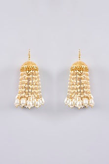 Gold Plated Pearl Jhumka Earrings