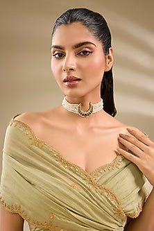 Gold Plated Pearl & Kundan Polki Choker Necklace