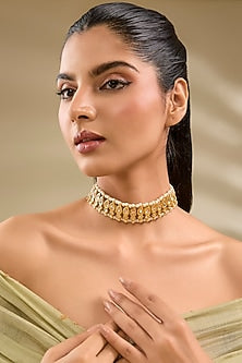 Gold Plated Pearl Choker Necklace