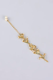 Gold Plated Kundan Polki & Pearl Bracelet