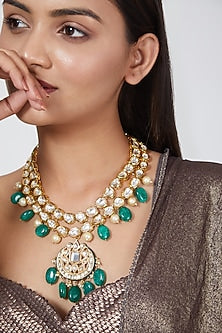 Gold Plated Polki Long Necklace