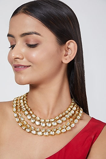 Gold Plated Four Liner Necklace