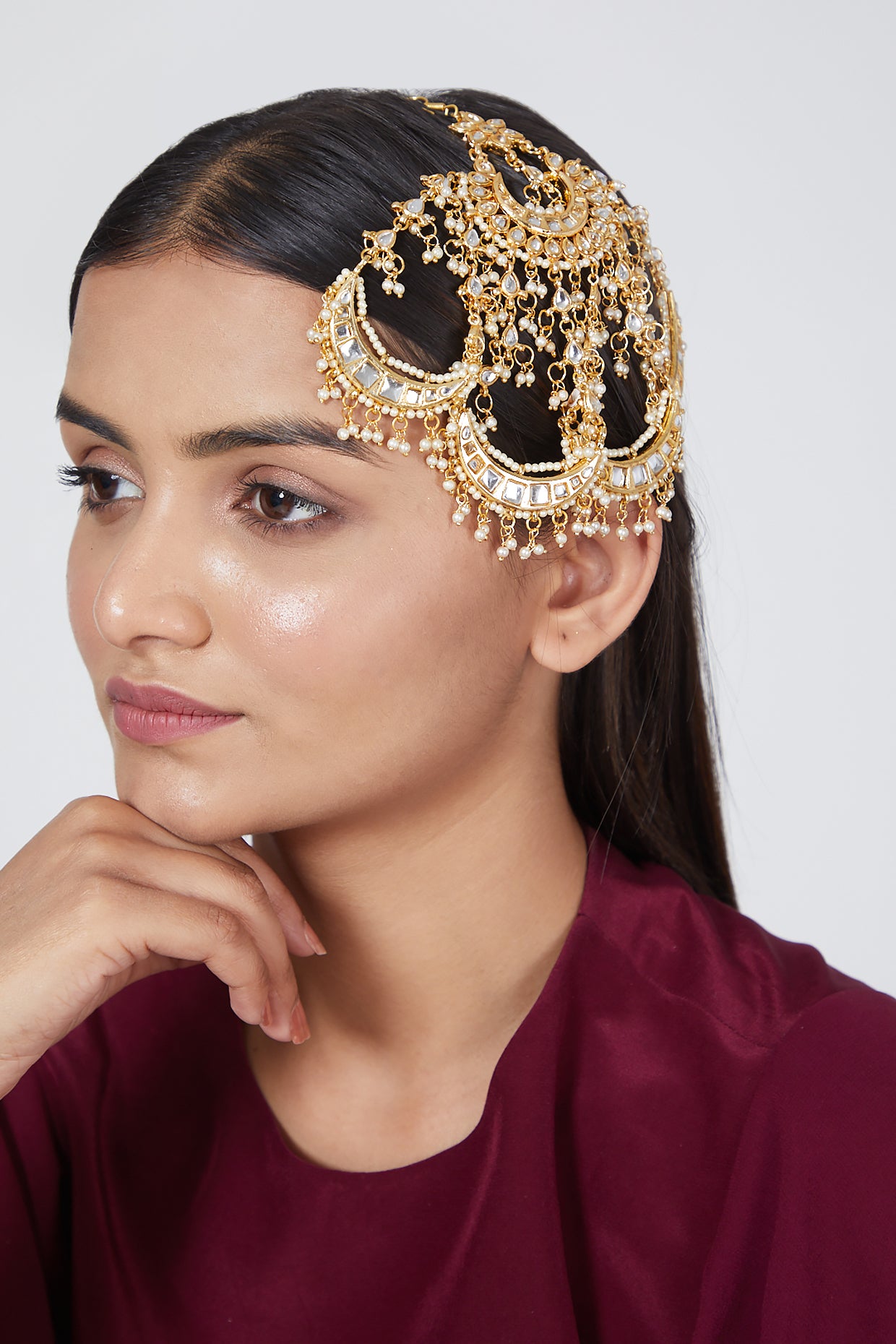 Gold Plated Pearls Chand Pasa