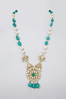 Gold Plated Pearls Long Necklace