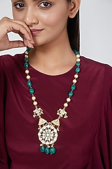 Gold Plated Pearls Long Necklace