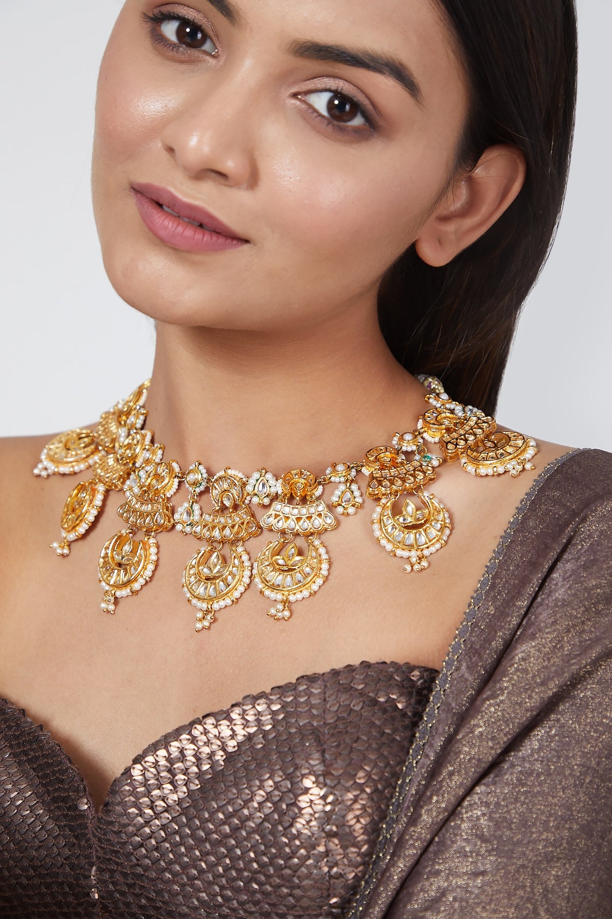 Gold Plated Pearls Choker Necklace