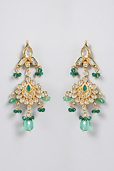 Gold Plated Green Beads Necklace Set
