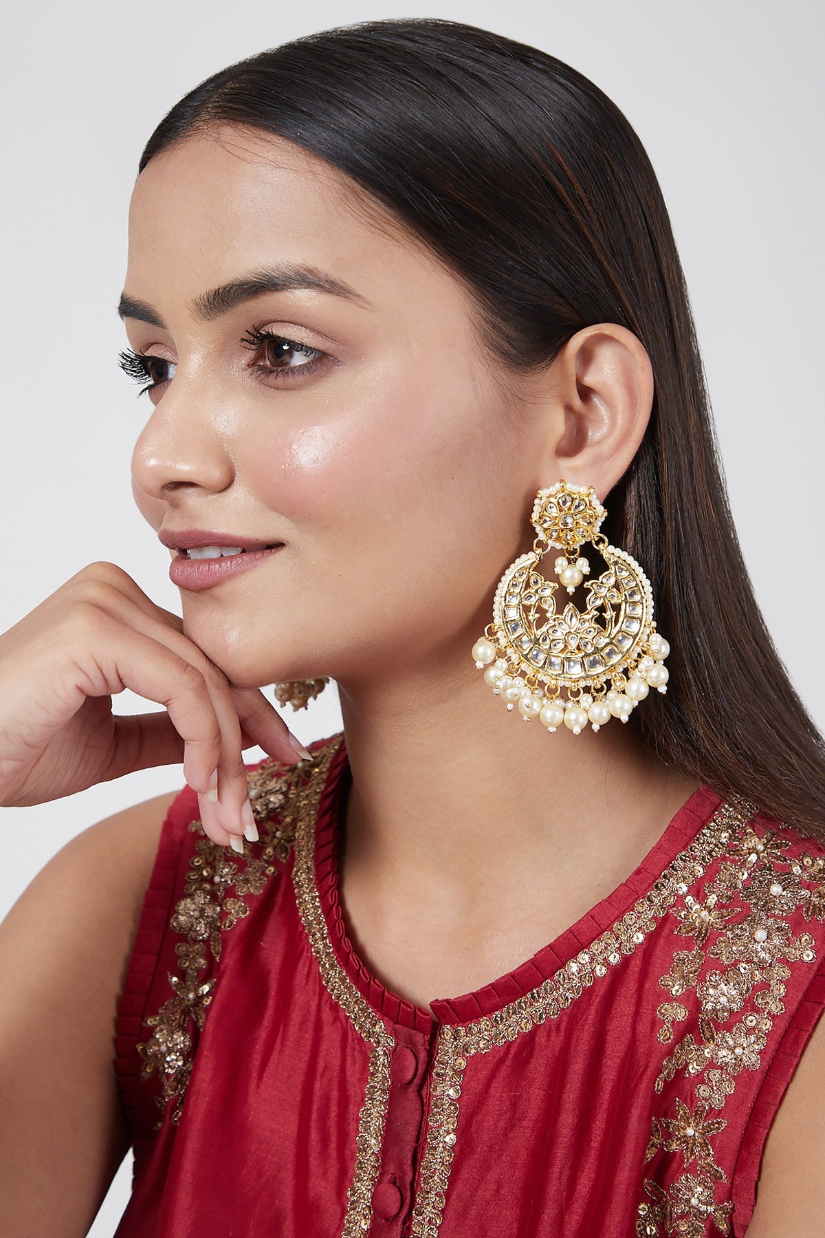 Gold Plated Chandbali Earrings