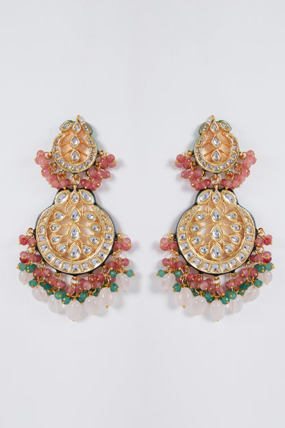 Gold Plated Meenakari Chandbali Earrings