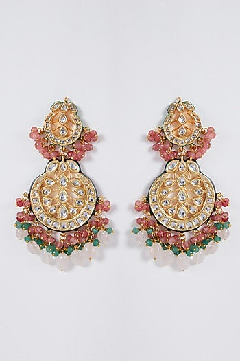 Gold Plated Meenakari Chandbali Earrings