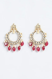 Gold Plated Beaded Chandbali Earrings