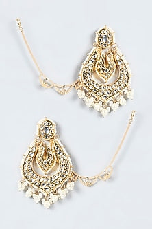 Gold Plated Chandbali Earrings With Kanchain